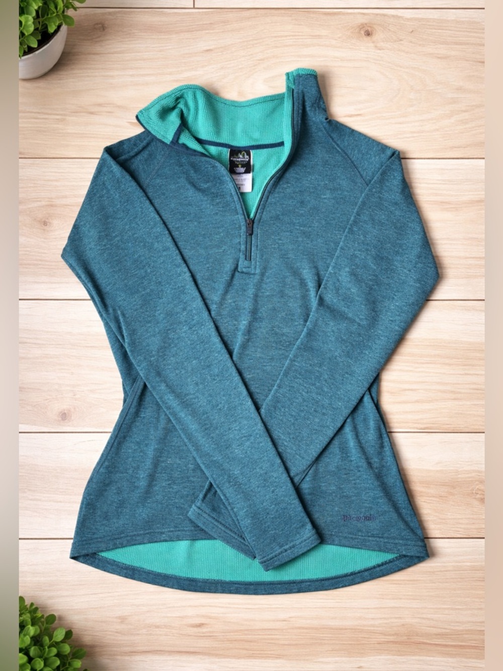 Patagonia Capilene 1/4 Zip Pullover Womens Small Teal Performance Base Layer